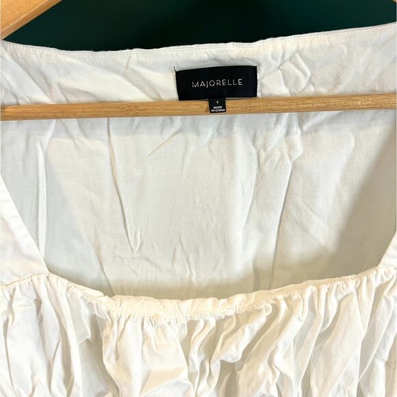 Majorelle | Preston Puff Sleeve Peplum Blouse Top Romantic Boho White Size Small - Picture 3 of 7